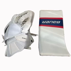 Bauer Vapor Hyperlite - New Pro Stock Senior Goalie Glove Set (White/Blue/Red)
