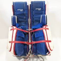 CCM Premier II - Used Pro Stock Goalie Pads (White/Red/Blue) -Hockey Shop PAD022B3
