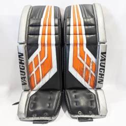 Vaughn Velocity VE8 - Used NCAA Pro Stock Goalie Pads (Black/Orange/Grey)