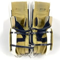 CCM Extreme Flex 4 - Used Pro Stock Goalie Pads - (White/Navy/Gold) -Hockey Shop Photo2023 04 26 12833PM