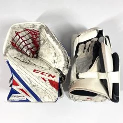 CCM Extreme Flex IV - Used Pro Stock Goalie Pads - Full Set (White/Blue/Red) -Hockey Shop Photo2023 05 04 43552PM