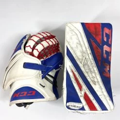 CCM Extreme Flex IV - Used Pro Stock Goalie Pads - Full Set (White/Blue/Red) -Hockey Shop Photo2023 05 04 43657PM