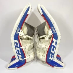 CCM Extreme Flex III - Used Pro Stock Goalie Pads - Full Set (White/Blue/Red) -Hockey Shop Photo2023 05 05 21928PM