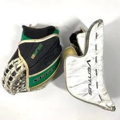 Vaughn Ventus SLR 2 - Used Pro Stock Goalie Pads - Full Set (White/Green/Gold) -Hockey Shop Photo2023 05 23 50124PM