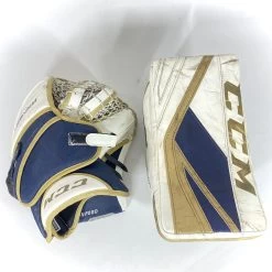 CCM Premier II - NCAA Pro Stock Full Goalie Set (White/Gold/Blue) -Hockey Shop Photo2023 08 16 121413PM