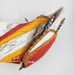 CCM Extreme Flex 5 - Used Pro Stock Regular Goalie Glove (White/Red/Yellow) -Hockey Shop RegGloveBreak